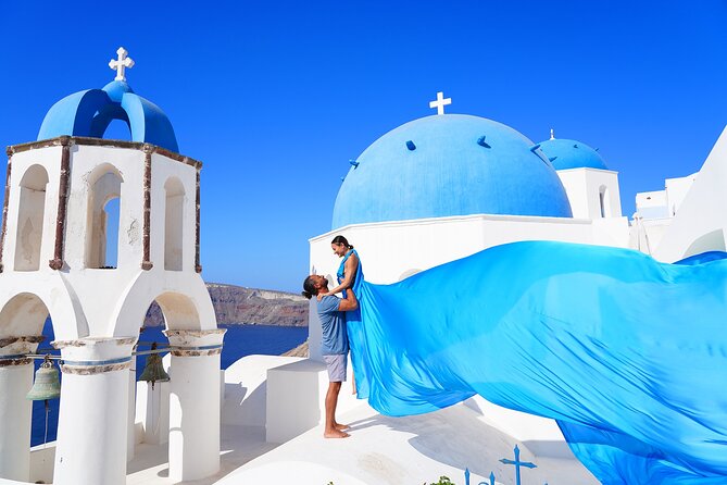 1-Hour Flying Dress Photoshoot, Instagram spots - Stop 1: Imerovigli for dramatic viewpoints and classic Santorini framing