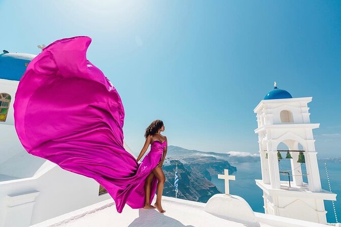 Exclusive Santorini Flying Dress Photoshoot with Pickup - Pickup and studio flow: fewer steps, less stress