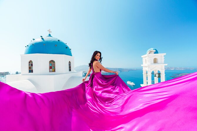 Exclusive Santorini Flying Dress Photoshoot with Pickup - What photos you get, and when you’ll see them