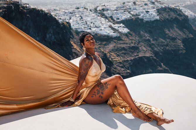 Exclusive Santorini Flying Dress Photoshoot with Pickup - Value and pricing: is $169.38 actually a good deal?
