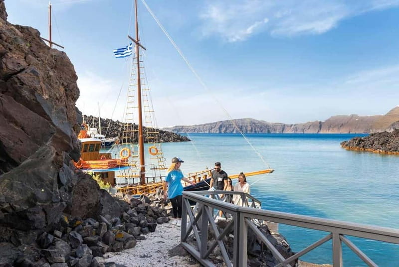From Thera: Thirasia Cruise w/ Volcano Hike and Hot Springs - Manolas Optional Detour: Donkey Ride or Staircases