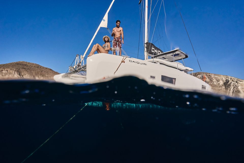 Santorini: Day Luxury Catamaran Cruise with Meal & Drinks - Old Harbor of Fira Photo Time and Armeni Bay Views