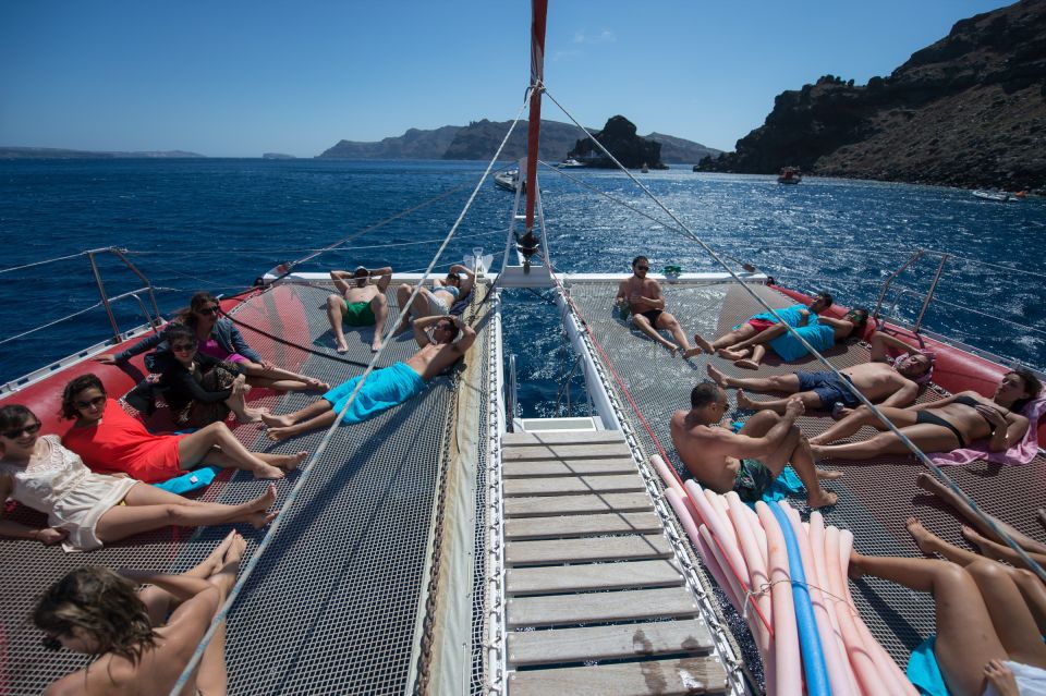Santorini: Dream Catcher 5-hour Sailing Trip in the Caldera - Sailing Past Akrotiri, Red and White Beaches, and the Indian Head Landmarks
