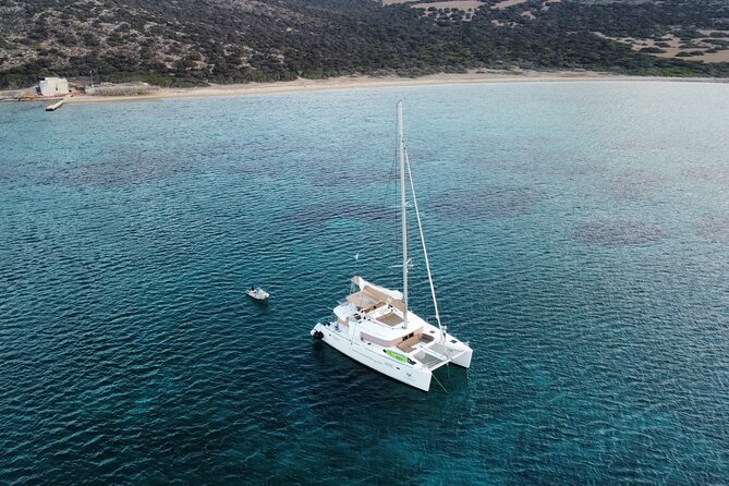 Santorini Gold Catamaran Cruise with BBQ, Drinks and Hotel Pickup - Mesa Pigadia Beach and the BBQ lunch or dinner