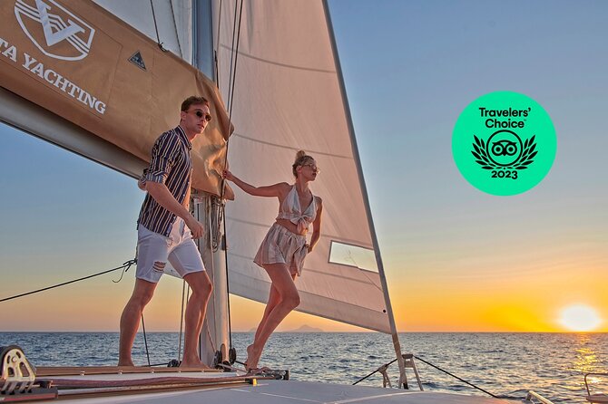 Santorini Gold Catamaran Cruise with BBQ, Drinks and Hotel Pickup - Volcano hot springs: what this swim really means