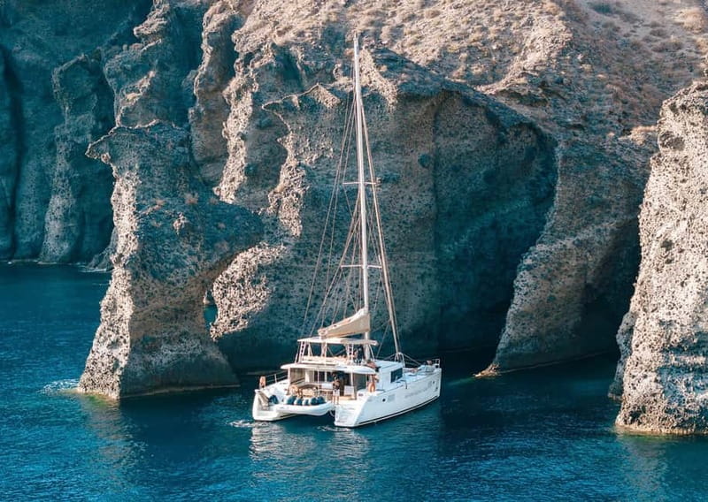 Santorini: Luxury Catamaran Cruise with Lunch, BBQ & Drinks - Getting on board: pickup, timing, and the pace of a 5-hour day