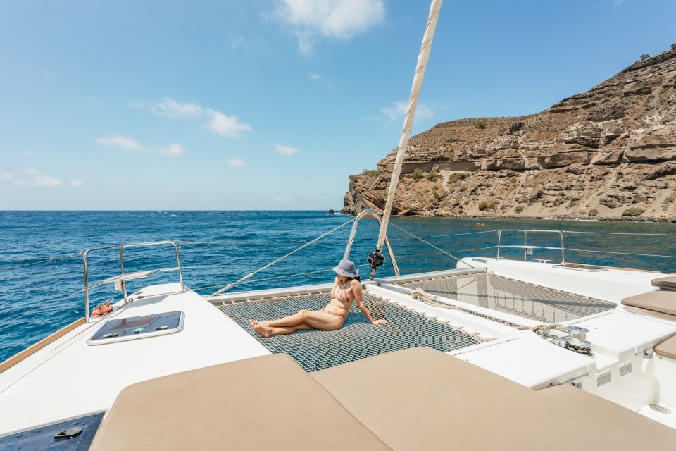 Santorini: Luxury Catamaran Day Trip with Meal and Open Bar - The Most Interesting Parts of This Catamaran Day