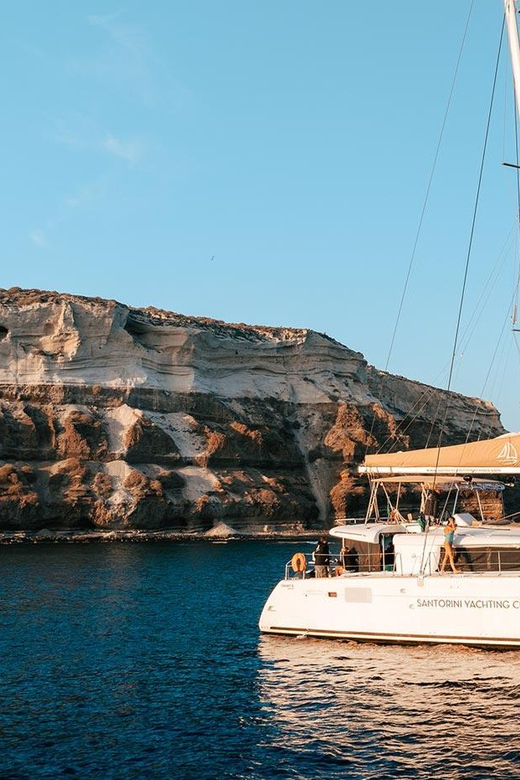 Santorini: Luxury Sunset Cruise with Dinner, BBQ, and Drinks - Mesa Pigadia Beach: swim and snorkel with gear provided
