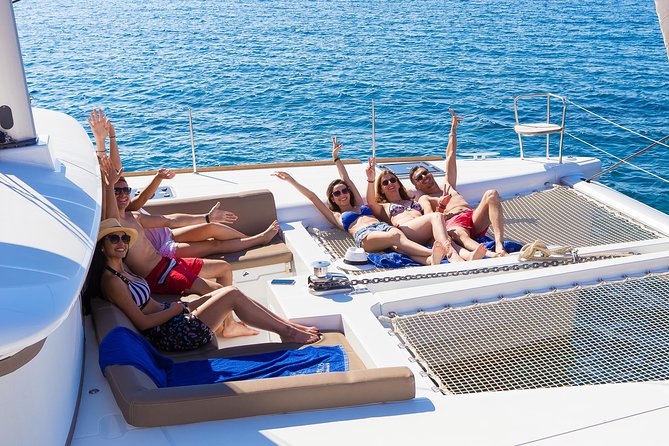 Santorini Private Catamaran Cruise with BBQ, Open Bar & Transfers - Mesa Pigadia bay: swim time without the “get off the boat” stress