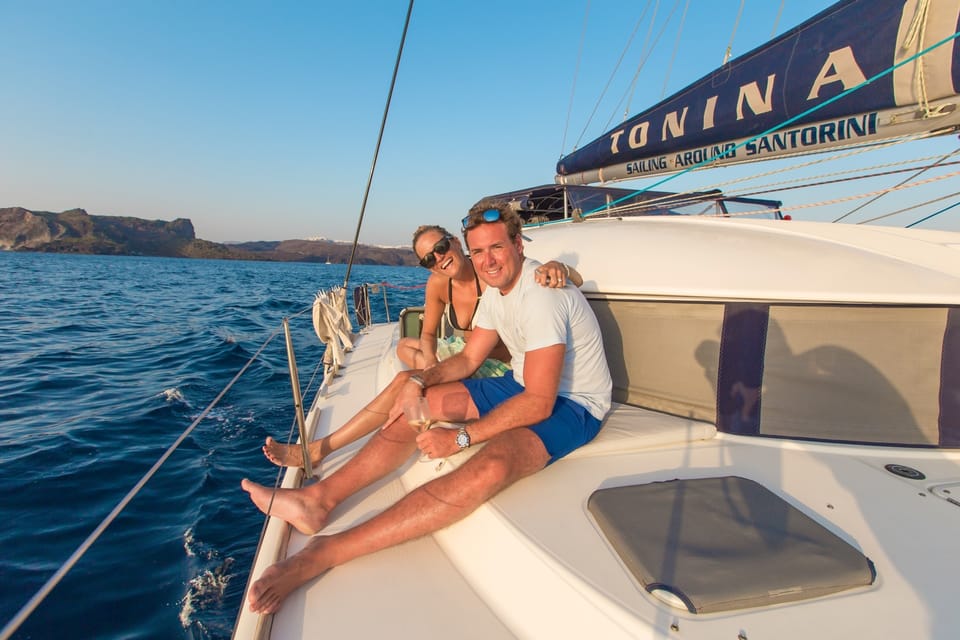 Santorini: Private Catamaran Cruise with Food & Drinks - Palea Kameni and Nea Kameni: the hot springs route and what to expect