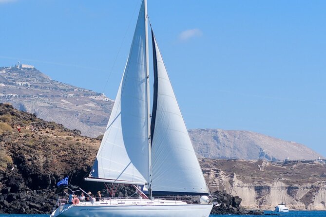 Santorini Private Daytime Sailing Cruise with Meal, Drinks &Transfer included - The Return Route: Thirasia’s “Crocodile” Shape and Aspronisi