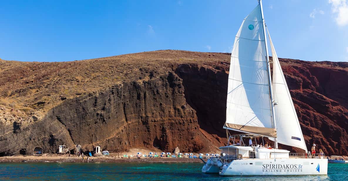 Santorini: Sailing Catamaran Cruise with BBQ and Drinks - Getting to Vlychada Port From Thera Without Stress