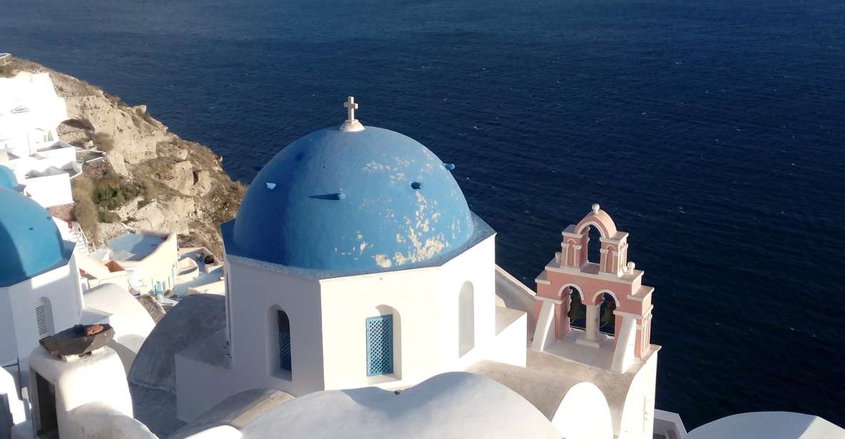 Santorini: Small-Group Highlights Tour of Venetian Castles - Firostefani Photo Stop: Blue Dome Views and the Rock of Skaros
